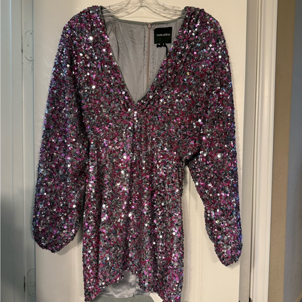 Retrofete Glittering Pink Sequin Dress